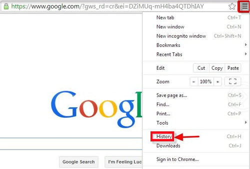 delete google search history on ipad