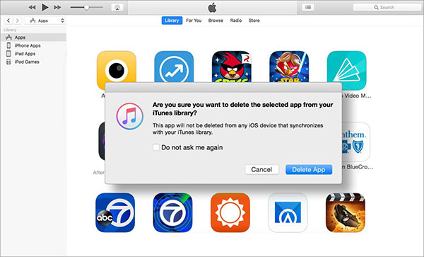 how to completely delete an app using itunes
