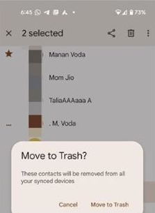 delete multiple contacts in android via contacts app