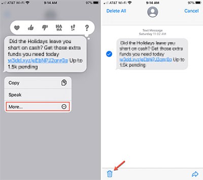 delete multiple messages on iphone