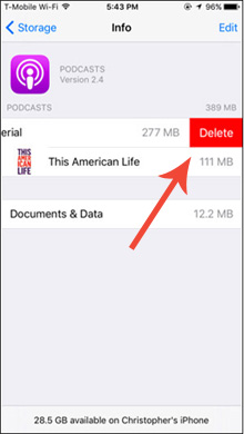 delete podcasts from iphone