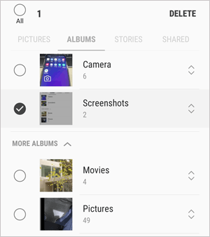 how to delete samsung albums manually