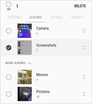 delete albums from samsung gallery