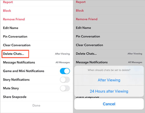 delete snapchat conversation history automatically