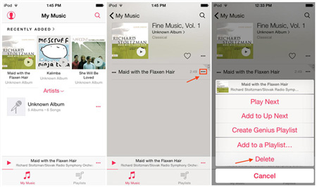 how to delete songs from ipod with music app