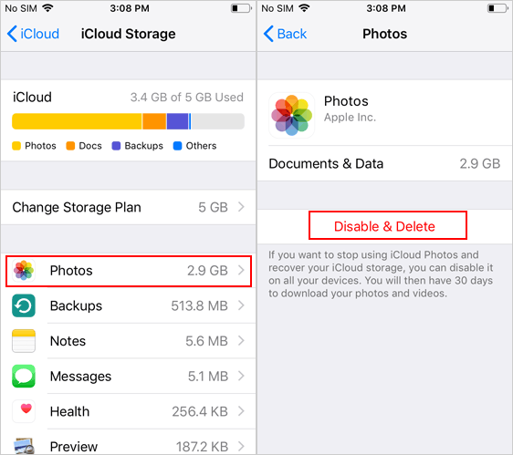 Disable iCloud Photo Library to Delete Photos from iPhone but Not iCloud