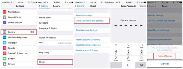 erase all content and settings on iphone