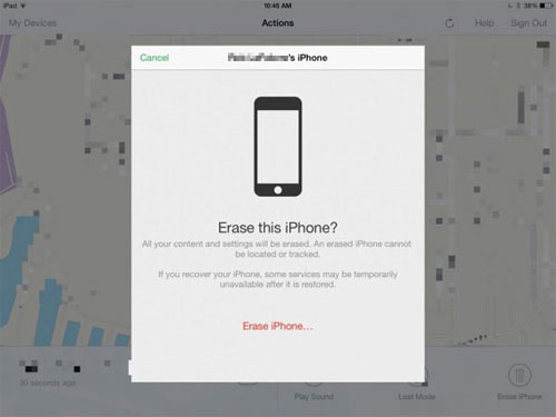 delete everything on iphone using find my iphone