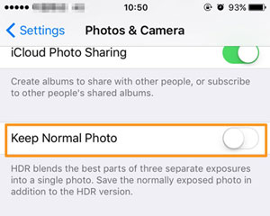 keep normal photos only on iphone