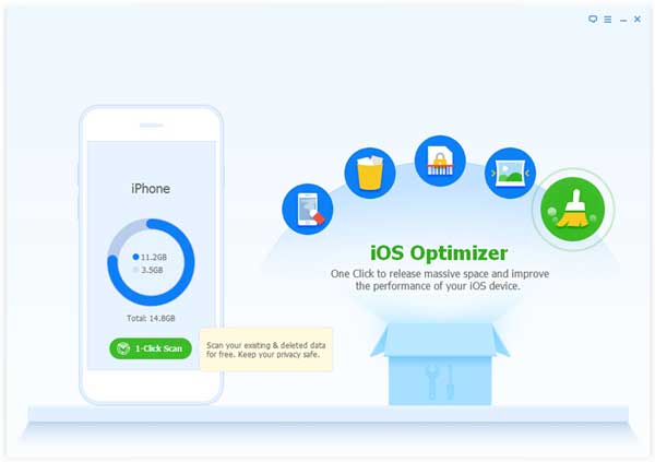 choose ios optimizer option to bulk delete ios icons