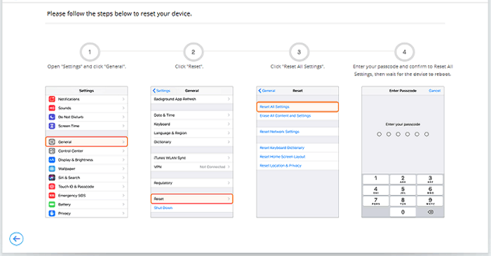 reset all settings on your iphone