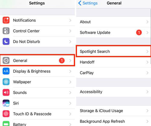 clear spotlight search on iphone
