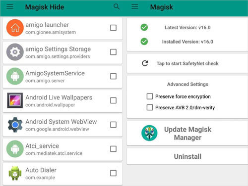 use a systemless root method to check if phone is rooted