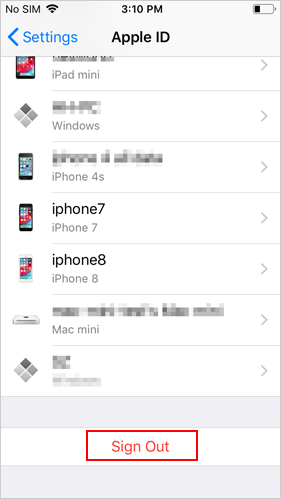 sign out of apple id