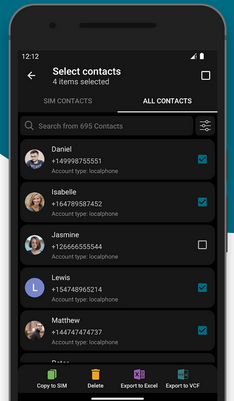 completely remove contacts from itel sim card via sim contacts