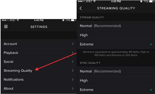 reduce spotify streaming quality