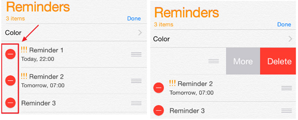 delete iphone reminders