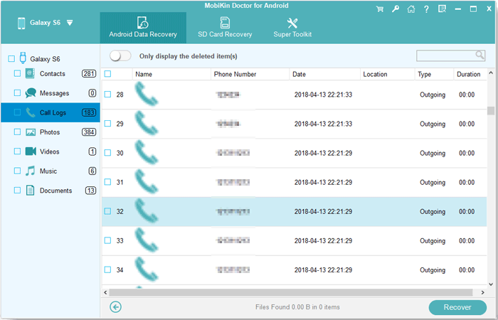 recover deleted call logs on android with doctor for android