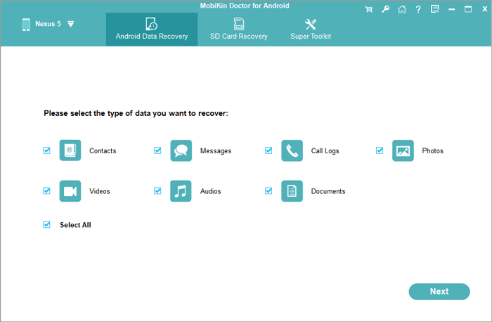 main interface of samsung galaxy recovery