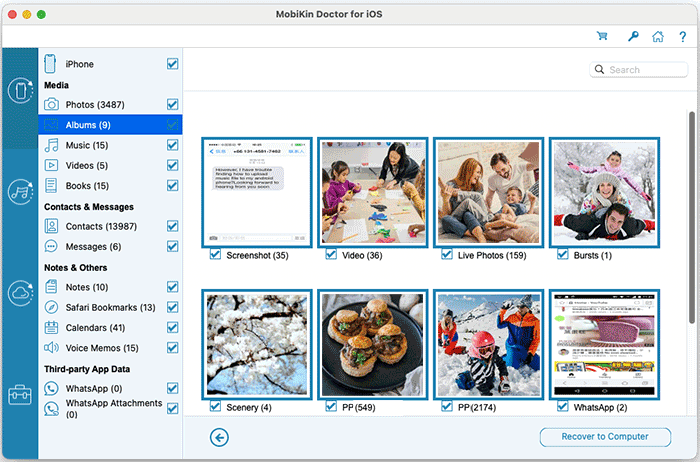 recover albums from iphone