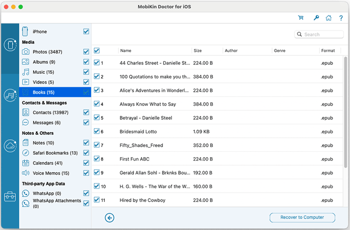 recover books from iphone