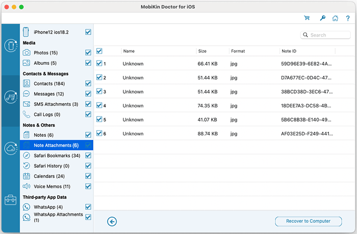 recover note attachments from itunes backup