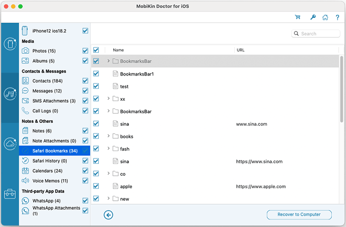 recover safari bookmarks from itunes backup