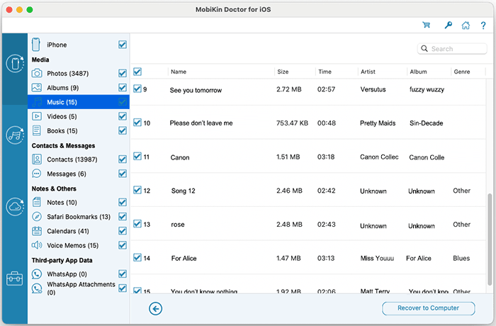 recover music from iphone