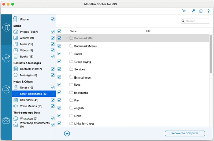 recover safari bookmarks from iphone
