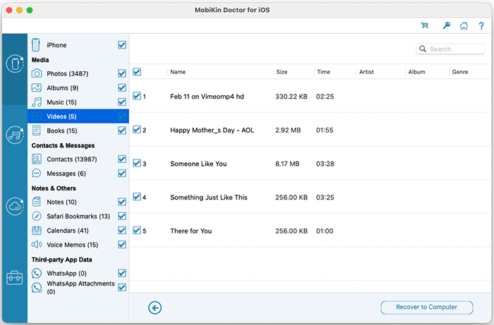 recover videos from iphone