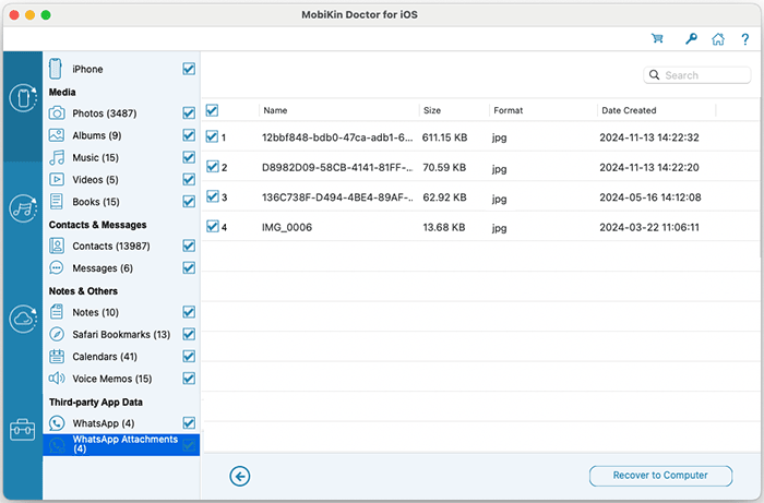 recover whatsapp attachments from iphone