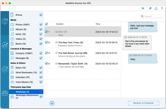 recover whatsapp from iphone