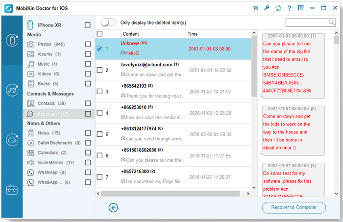 recover deleted iphone text messages via mobikin doctor for ios