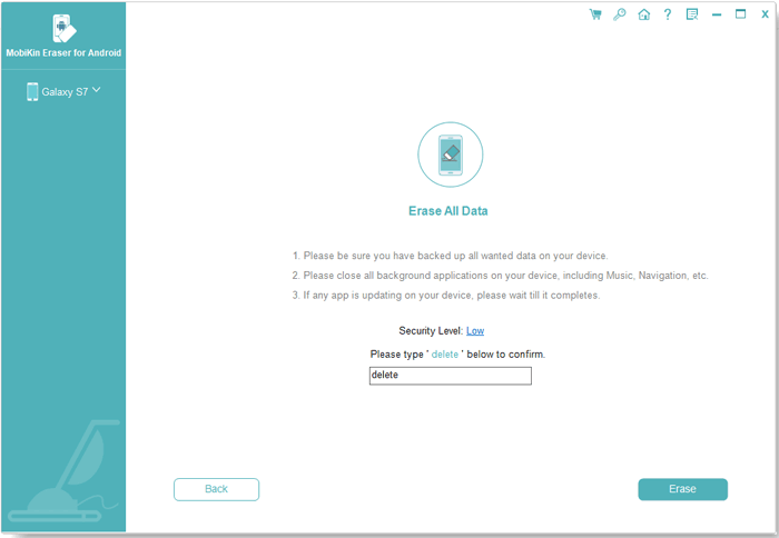 how to wipe android phone with mobiki eraser for android