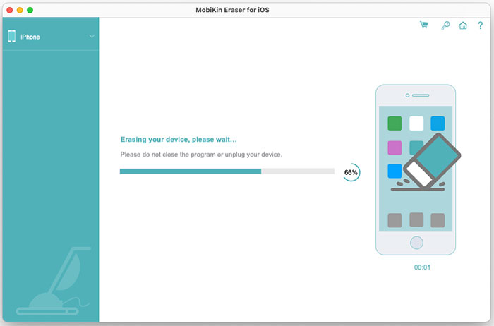 start to erase your device