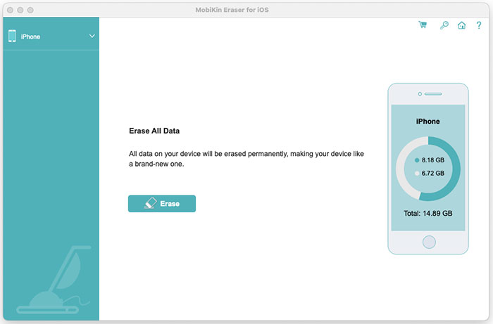 main interface of eraser for ios mac