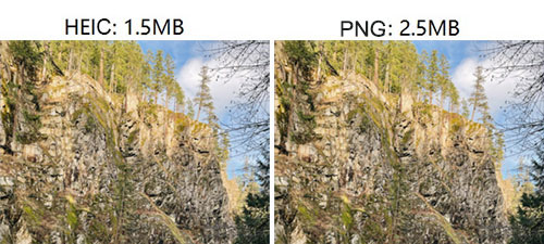 heic vs png file size