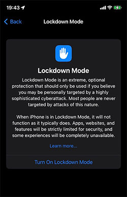disable lockdown mode