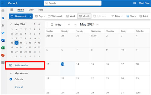 add calendar to outlook