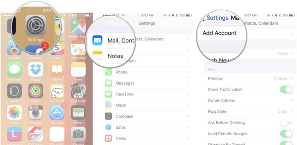 connect email accounts on iphone