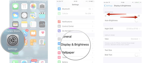lower iphone screen brightness