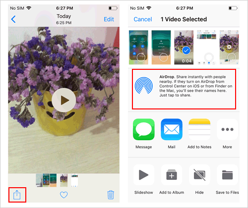 how to airdrop videos from iphone to iphone