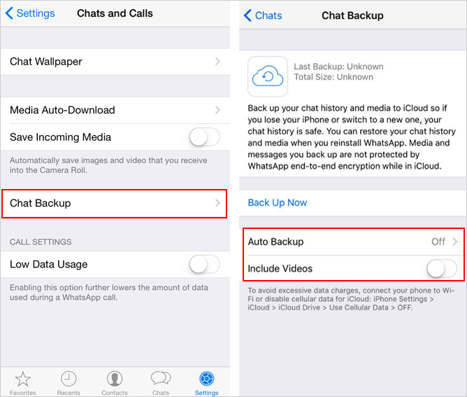 where is whatsapp chat history stored on iphone using icloud