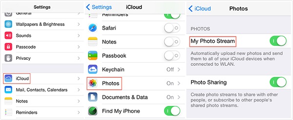 how to get photos from icloud photos stream onto iphone