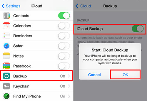 use icloud to backup iphone 8
