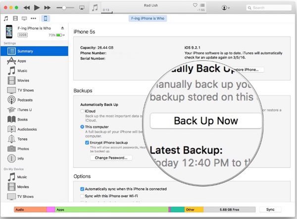 how to sync iphone messages to mac via itunes