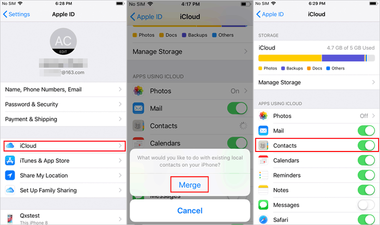 how to transfer contacts between phones via icloud
