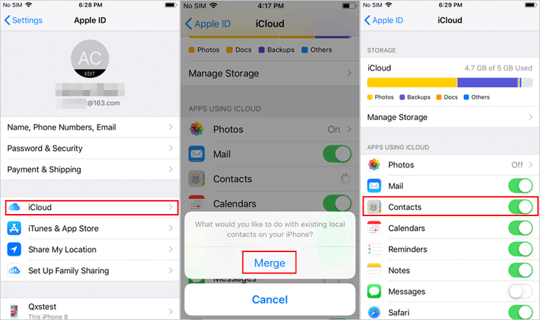 enable icloud contact sync