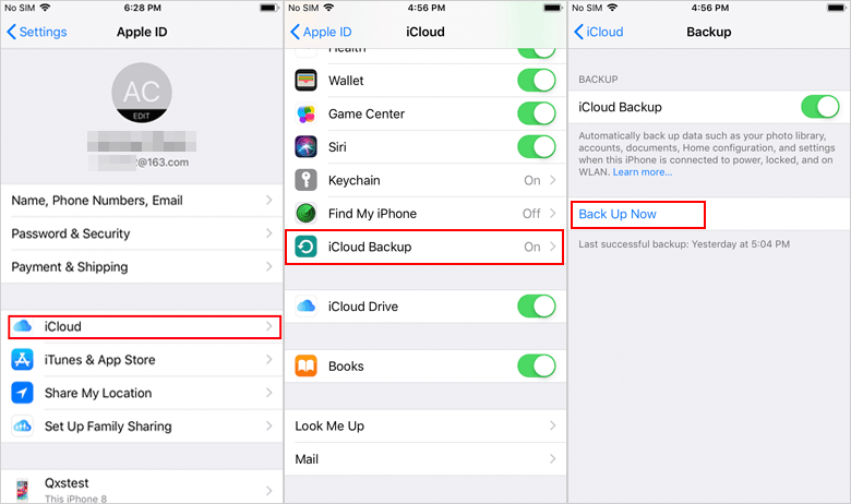 back up iphone to icloud