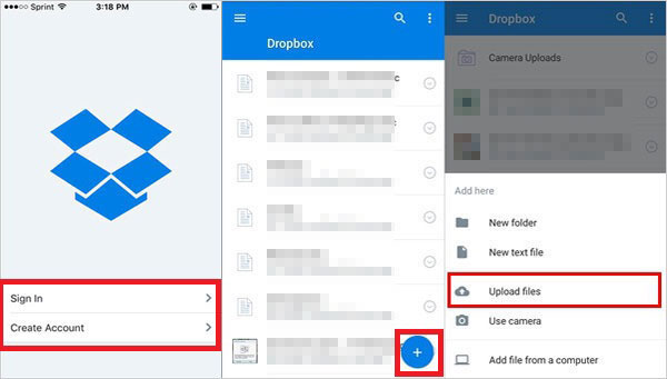 upload iphone files to dropbox